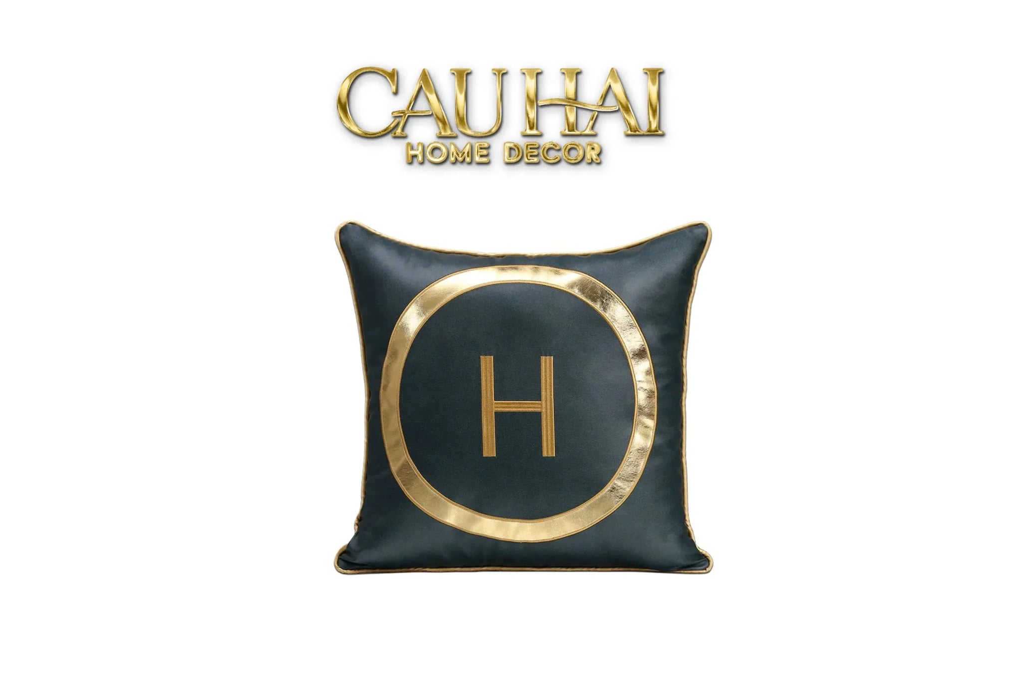 Vỏ Gối Da Lux Leather Emerald Golden Orion 45-VỎ GỐI-CẬU HAI HOME DECOR