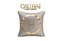 Vỏ Gối Da Lux Leather Graphite Golden Orion 45-CẬU HAI HOME DECOR