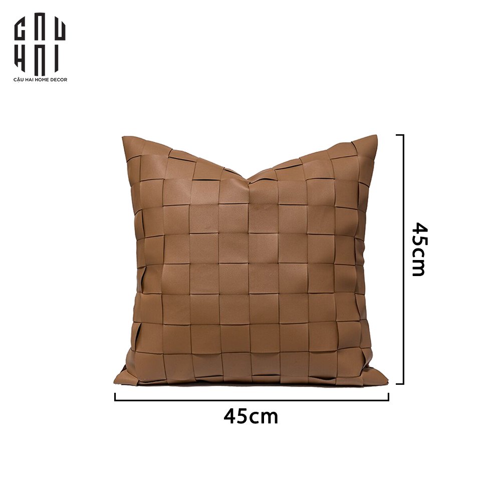 Vỏ Gối Da Pu Cross 45X45Cm-VỎ GỐI SOFA-CẬU HAI HOME DECOR