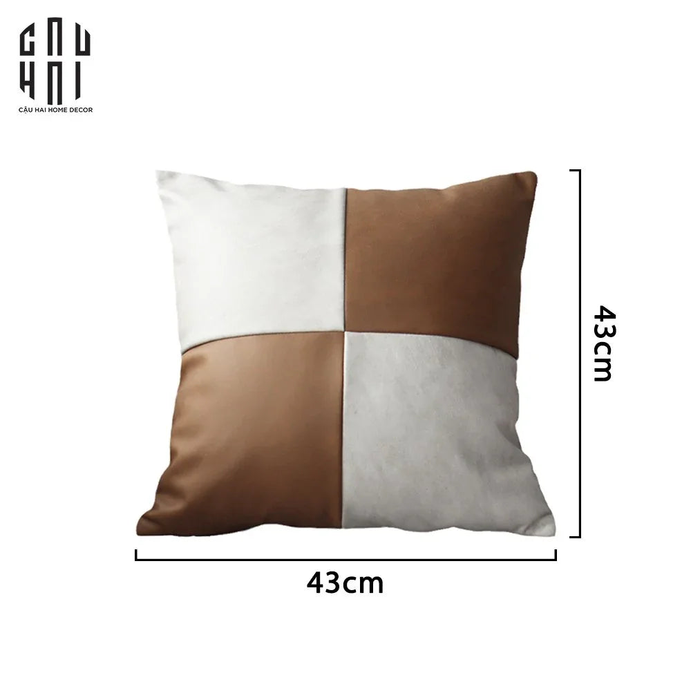 Vỏ Gối Da Quadrant Cognac-VỎ GỐI SOFA-CẬU HAI HOME DECOR