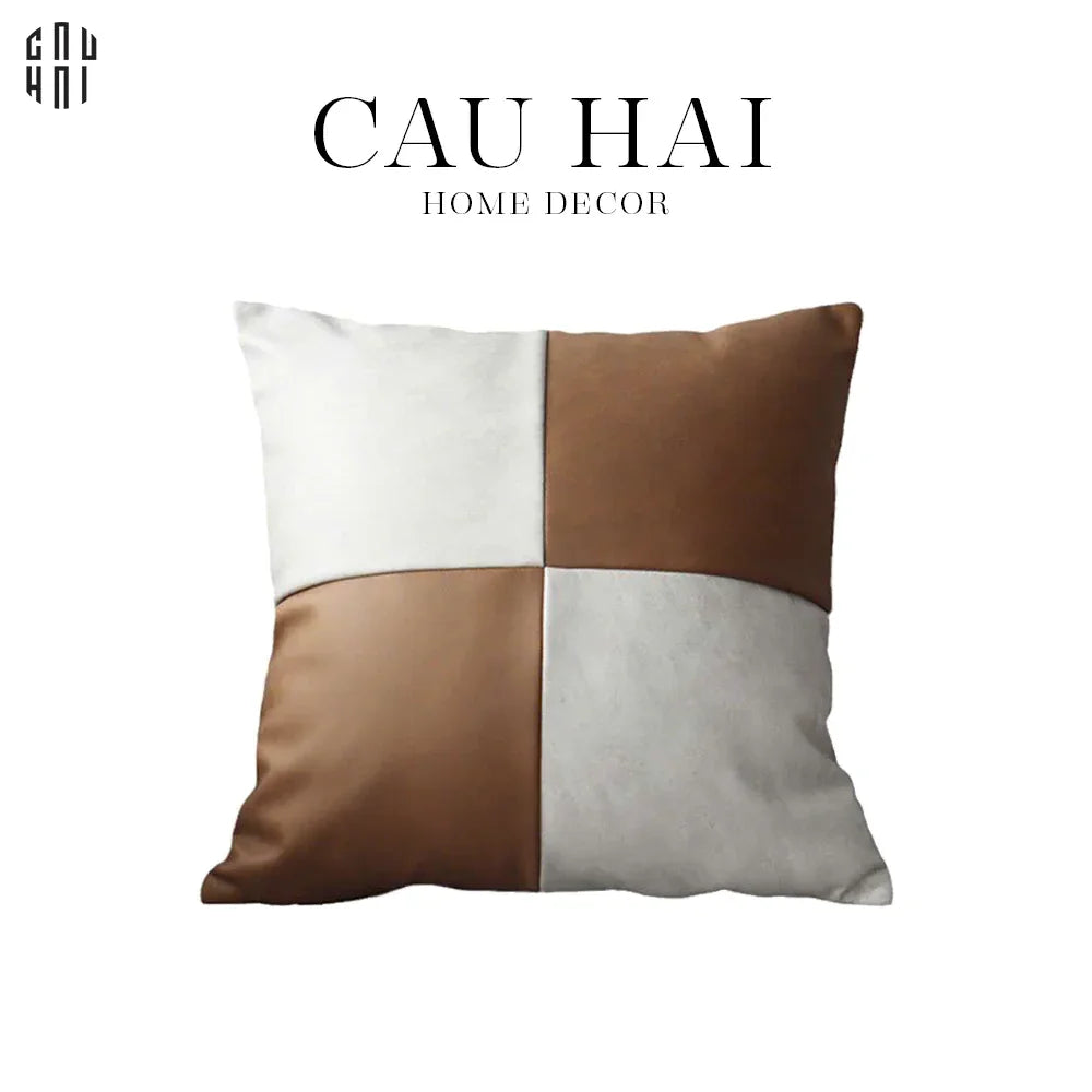 Vỏ Gối Da Quadrant Cognac-VỎ GỐI SOFA-Đối tác tại Trung Quốc theo từng đơn đặt hàng-CẬU HAI HOME DECOR