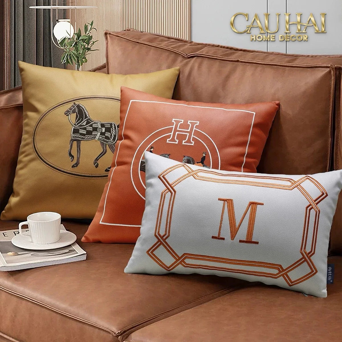 Vỏ Gối Da Terra Equestrian Horseman 45-VỎ GỐI-CẬU HAI HOME DECOR