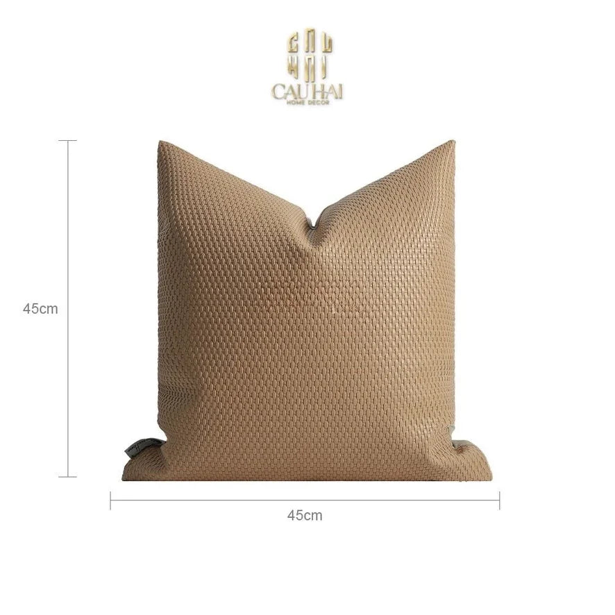 Vỏ Gối Da Woven Caramel 45-VỎ GỐI-CẬU HAI HOME DECOR