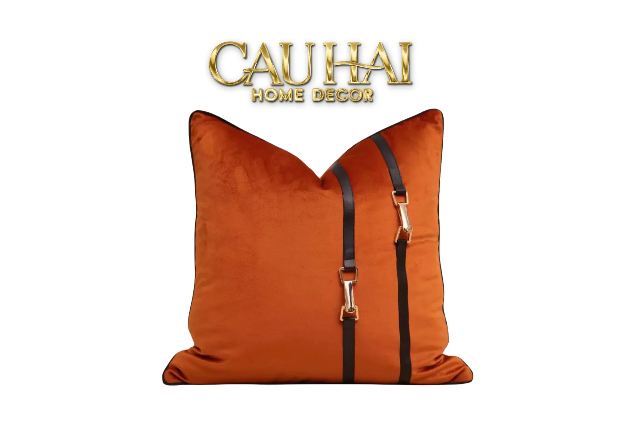 Vỏ Gối Équestre Harnais - Burnt Sienna 45-CẬU HAI HOME DECOR