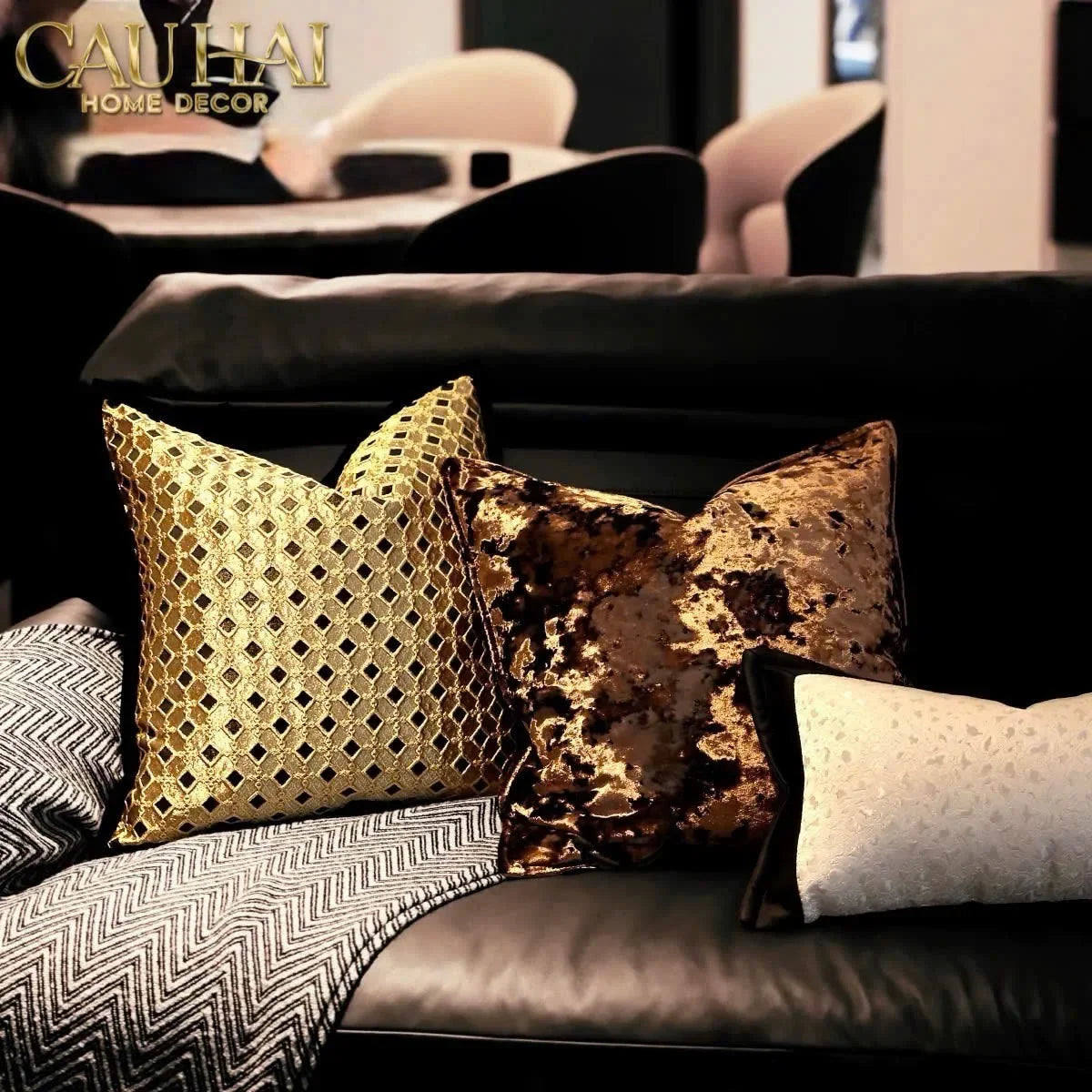 Vỏ Gối Jacquard D’Or Lattice 50-VỎ GỐI-CẬU HAI HOME DECOR