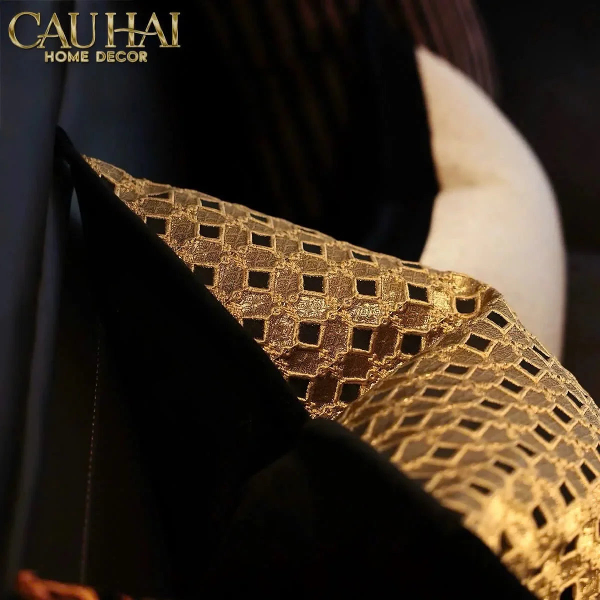 Vỏ Gối Jacquard D’Or Lattice 50-VỎ GỐI-CẬU HAI HOME DECOR