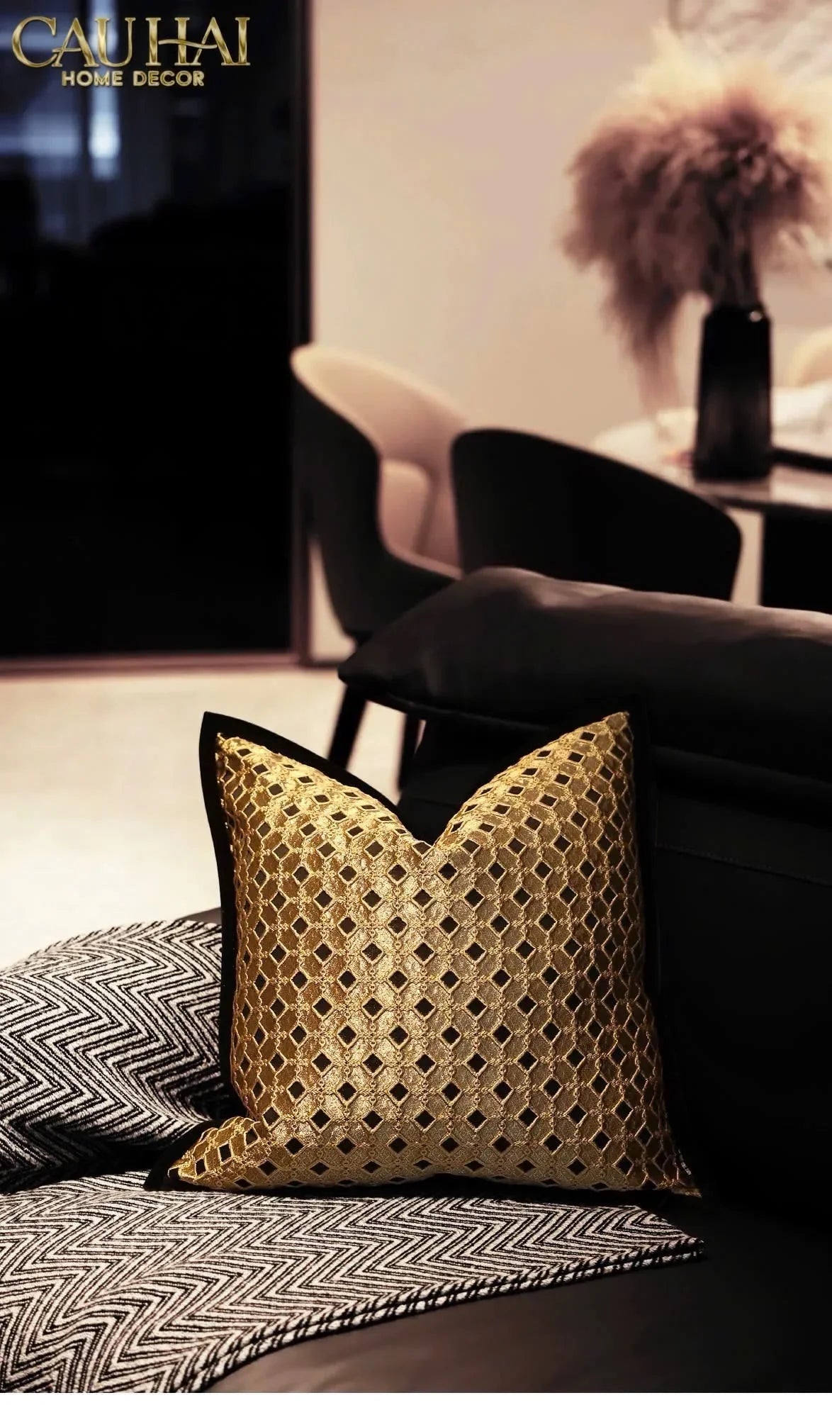 Vỏ Gối Jacquard D’Or Lattice 50-VỎ GỐI-CẬU HAI HOME DECOR