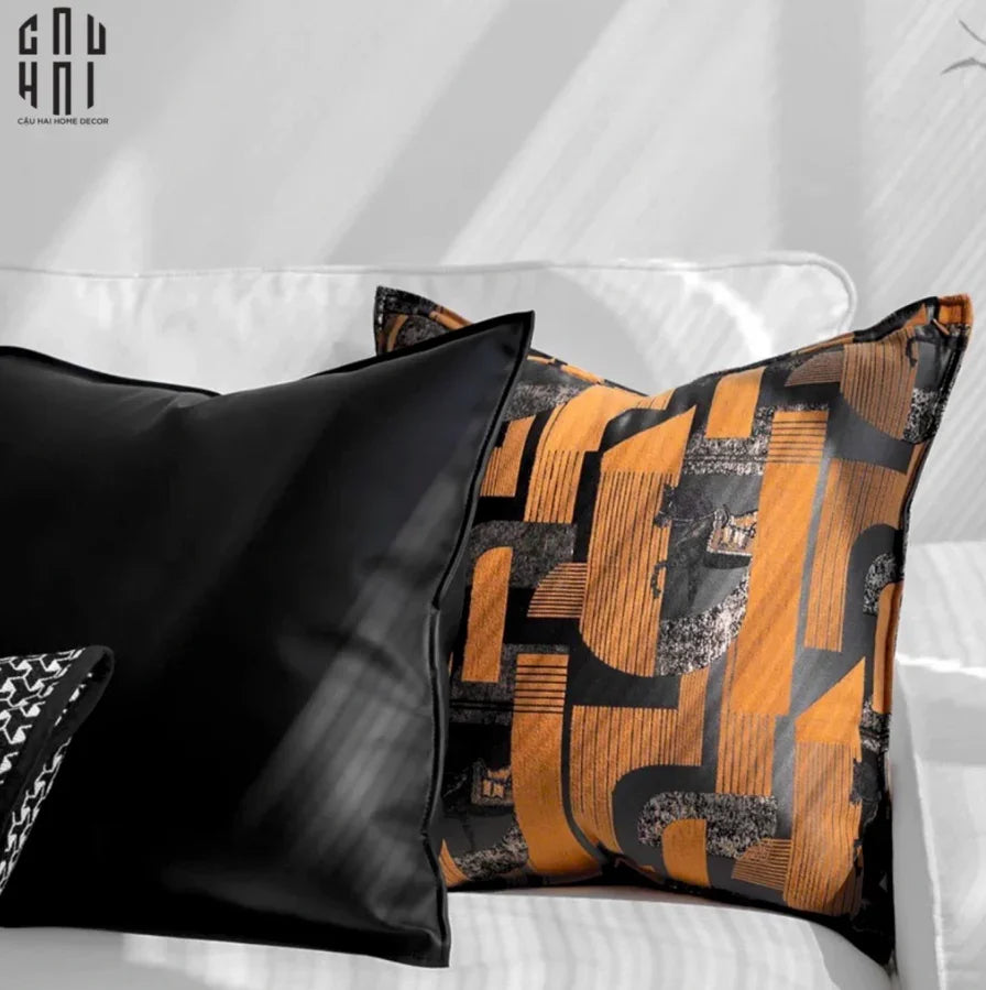Vỏ Gối Jacquard Orange Silk Gallop 50x50-VỎ GỐI-CẬU HAI HOME DECOR