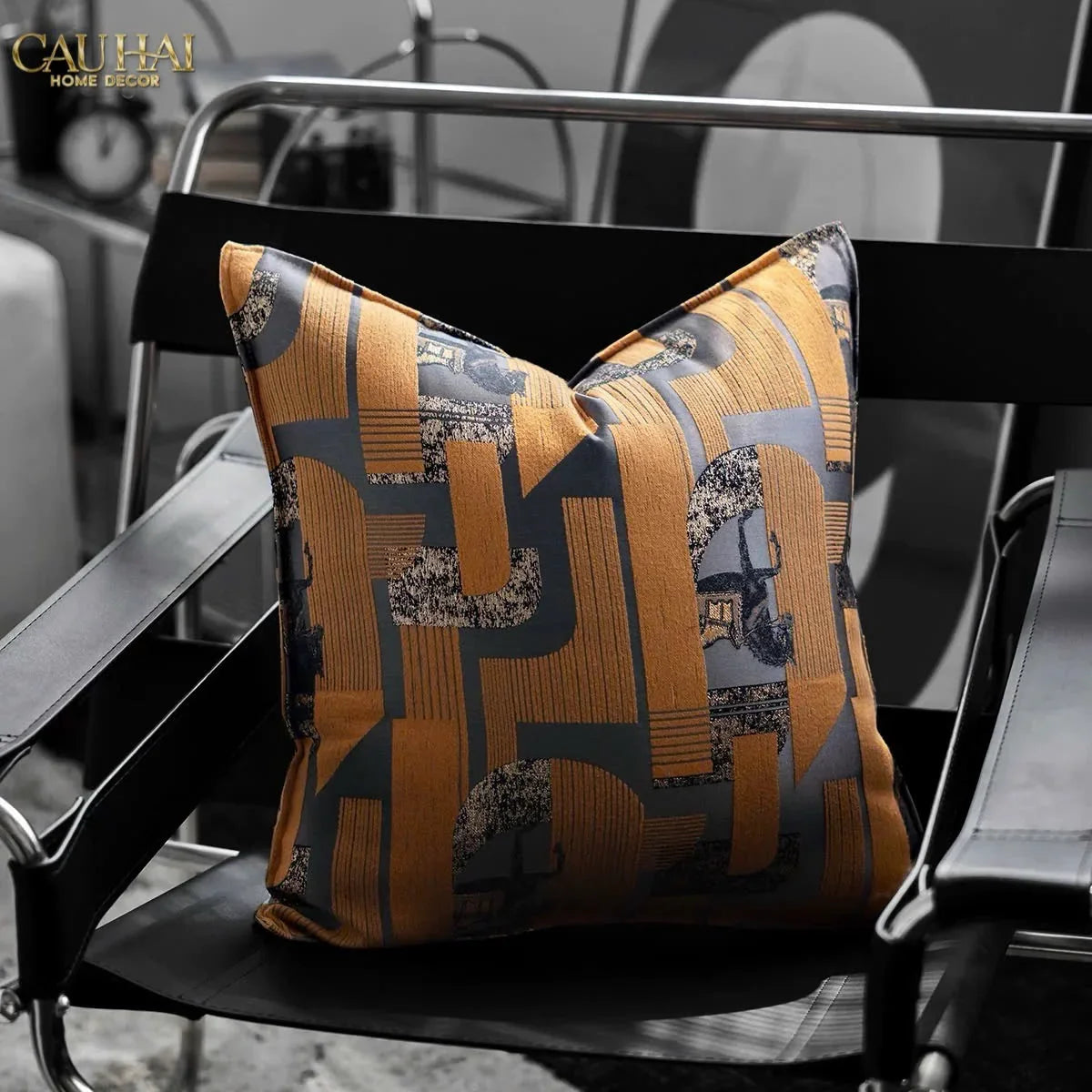 Vỏ Gối Jacquard Orange Silk Gallop 50x50-VỎ GỐI-CẬU HAI HOME DECOR
