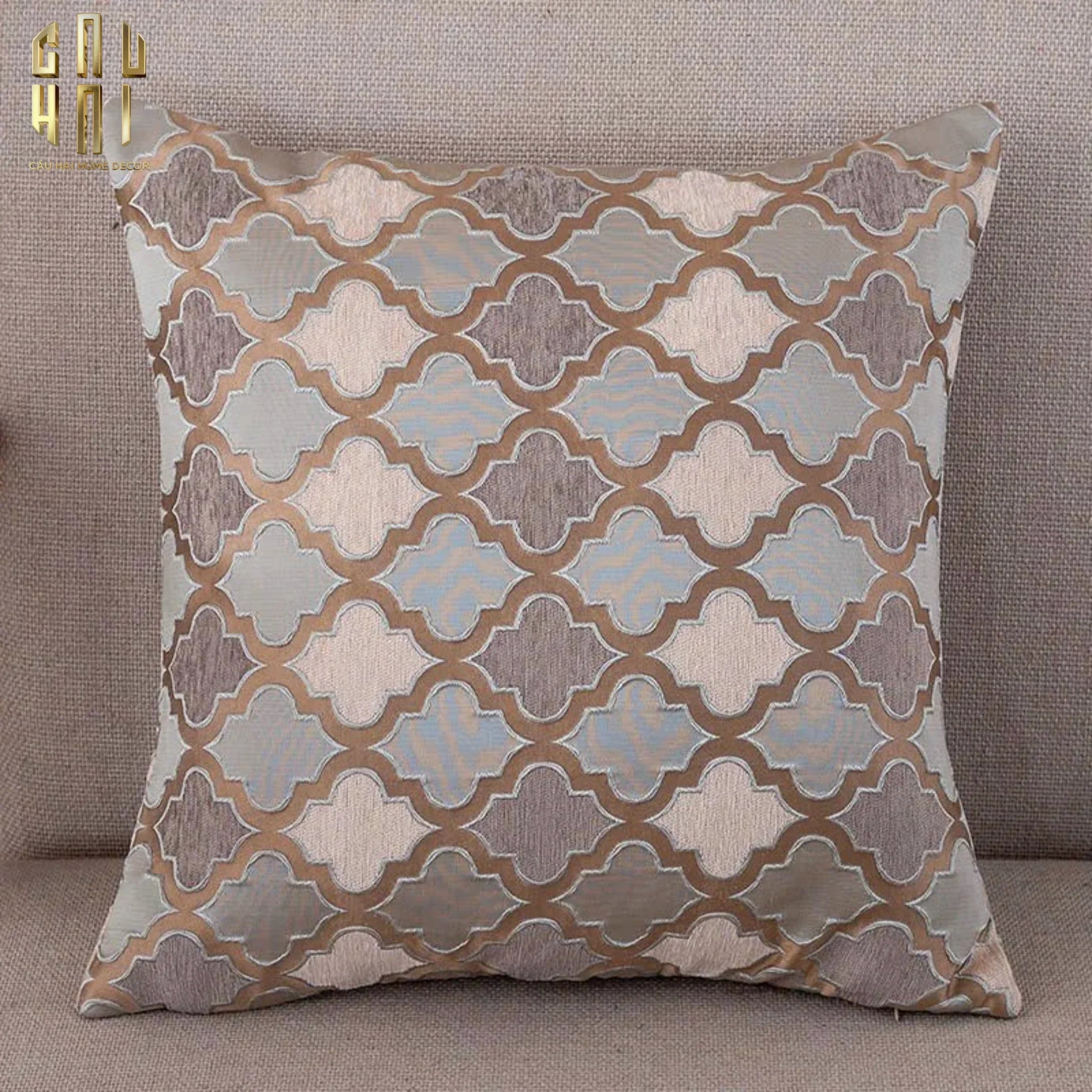 Vỏ Gối Jacquard Silk Gris Avalon 45.-VỎ GỐI-CẬU HAI HOME DECOR