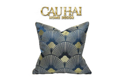 Vỏ Gối Jacquard St Patrick Blue D'Or Art Déco Fan 45-VỎ GỐI-CẬU HAI HOME DECOR