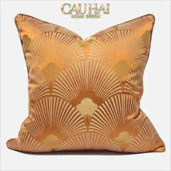 Vỏ Gối Jacquard Tangerine D'Or Art Déco Fan 45-VỎ GỐI-CẬU HAI HOME DECOR