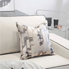 Vỏ Gối Jacquard White Silk Gallop 50x50-VỎ GỐI-CẬU HAI HOME DECOR