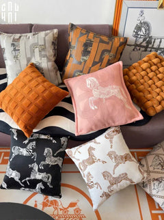Vỏ Gối Jacquard White Silk Gallop 50x50-VỎ GỐI-CẬU HAI HOME DECOR