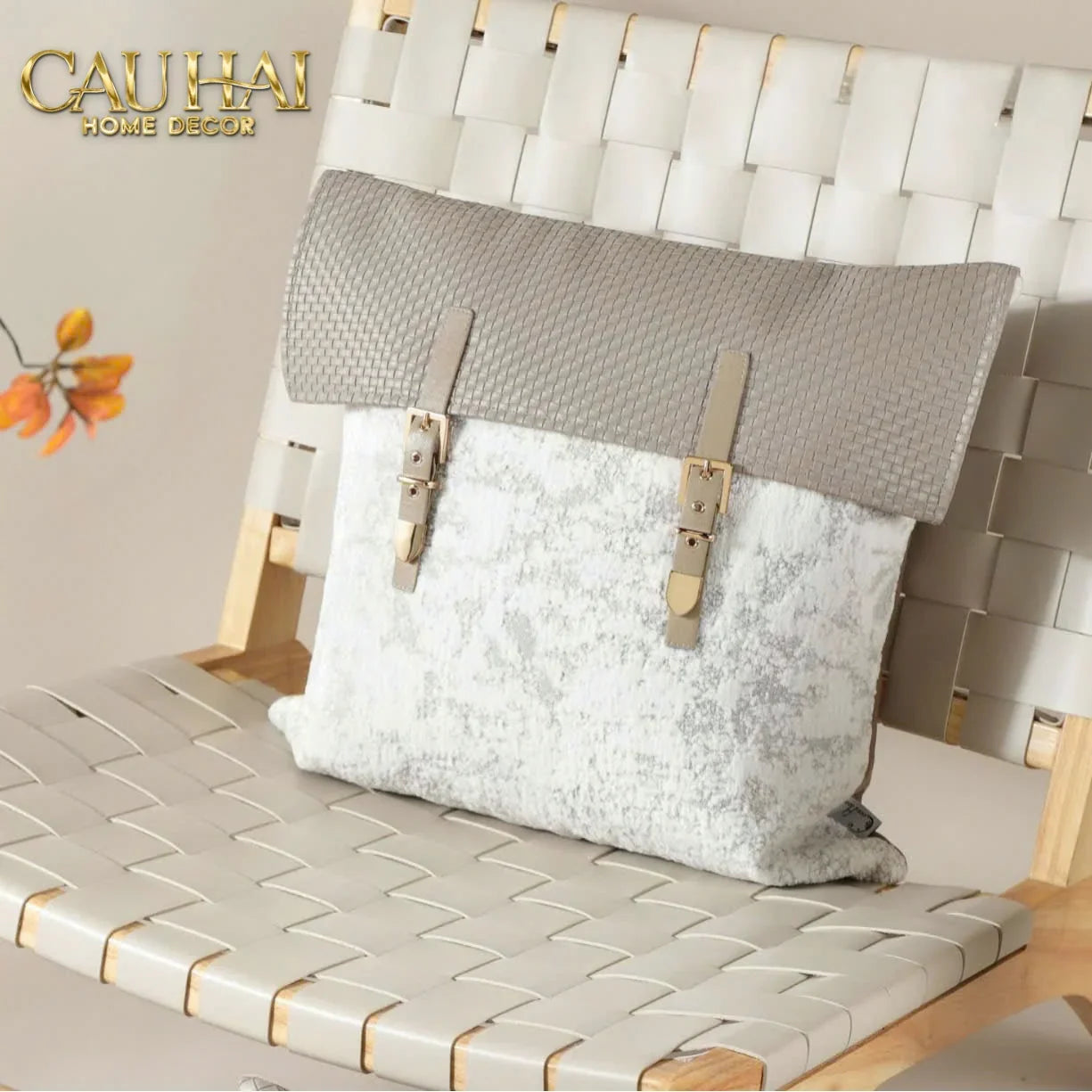 Vỏ Gối Latte Intrecciato Jardin D'Or Tonkin 45-VỎ GỐI-CẬU HAI HOME DECOR