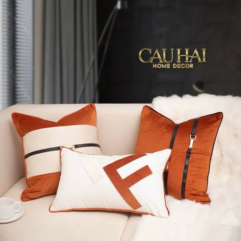 Vỏ Gối L'Équestre Harnais - Sunset Ivory 45-CẬU HAI HOME DECOR