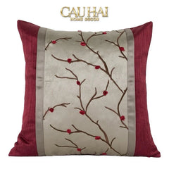 Vỏ Gối Lụa Fleurs De Soie Cramoisies 45-CẬU HAI HOME DECOR