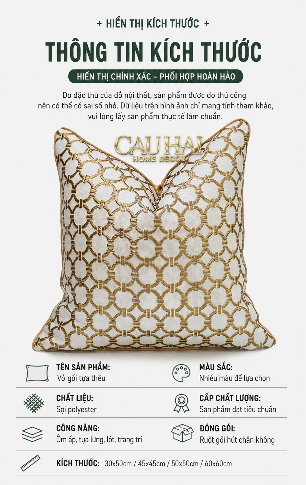 Vỏ Gối Lụa Jacquard D'Or Orion Chain Motif 45-VỎ GỐI-CẬU HAI HOME DECOR