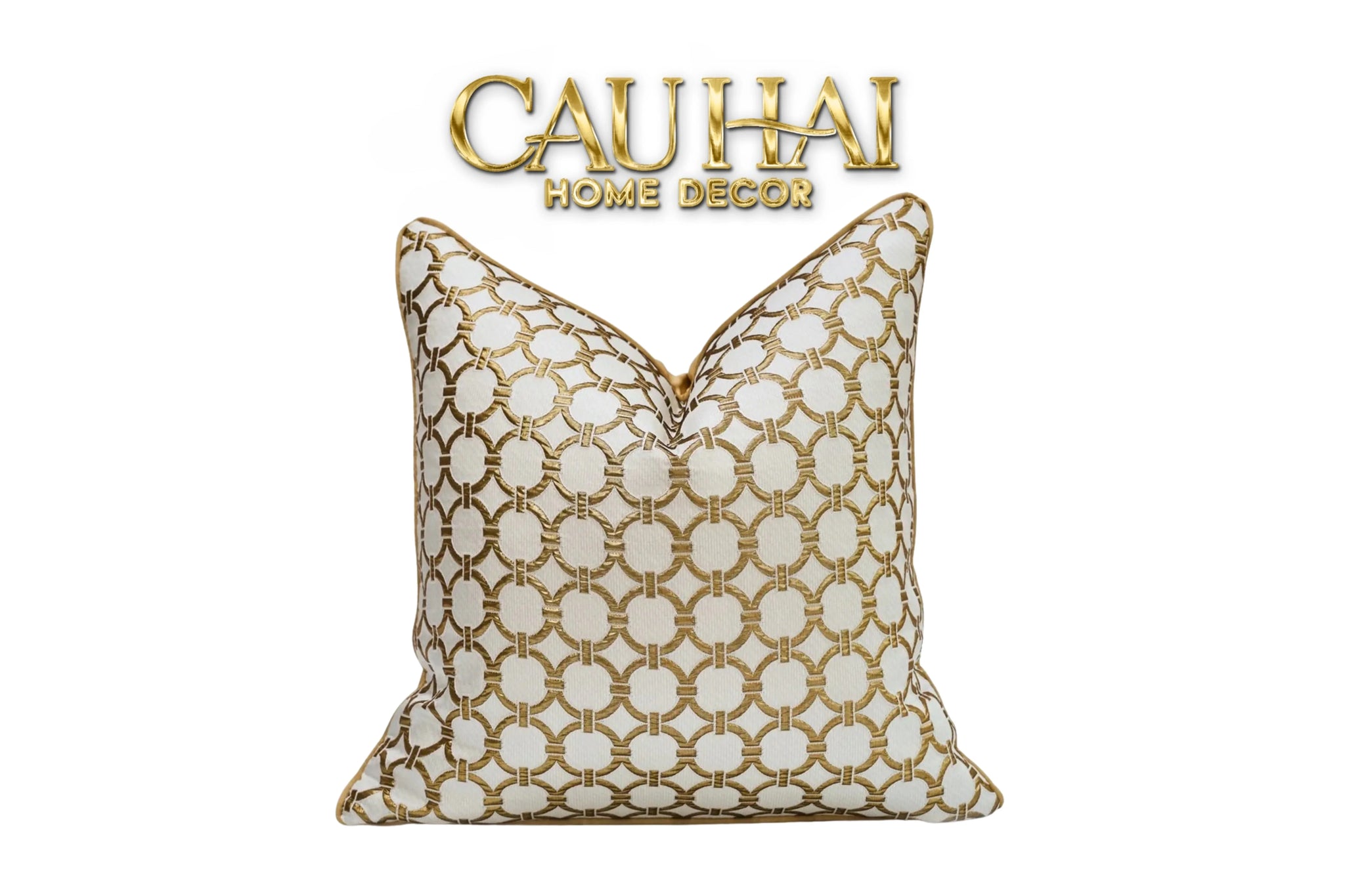 Vỏ Gối Lụa Jacquard D'Or Orion Chain Motif 45-VỎ GỐI-CẬU HAI HOME DECOR