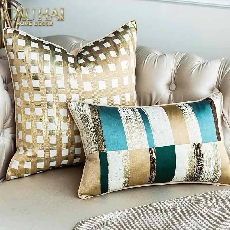 Vỏ Gối Lụa Jacquard Fence 50-VỎ GỐI-CẬU HAI HOME DECOR