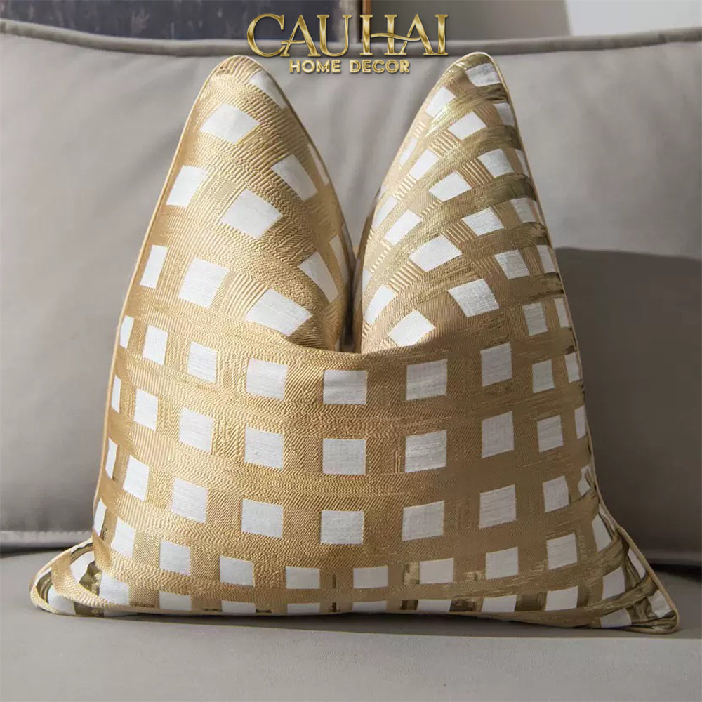 Vỏ Gối Lụa Jacquard Fence 50-VỎ GỐI-CẬU HAI HOME DECOR