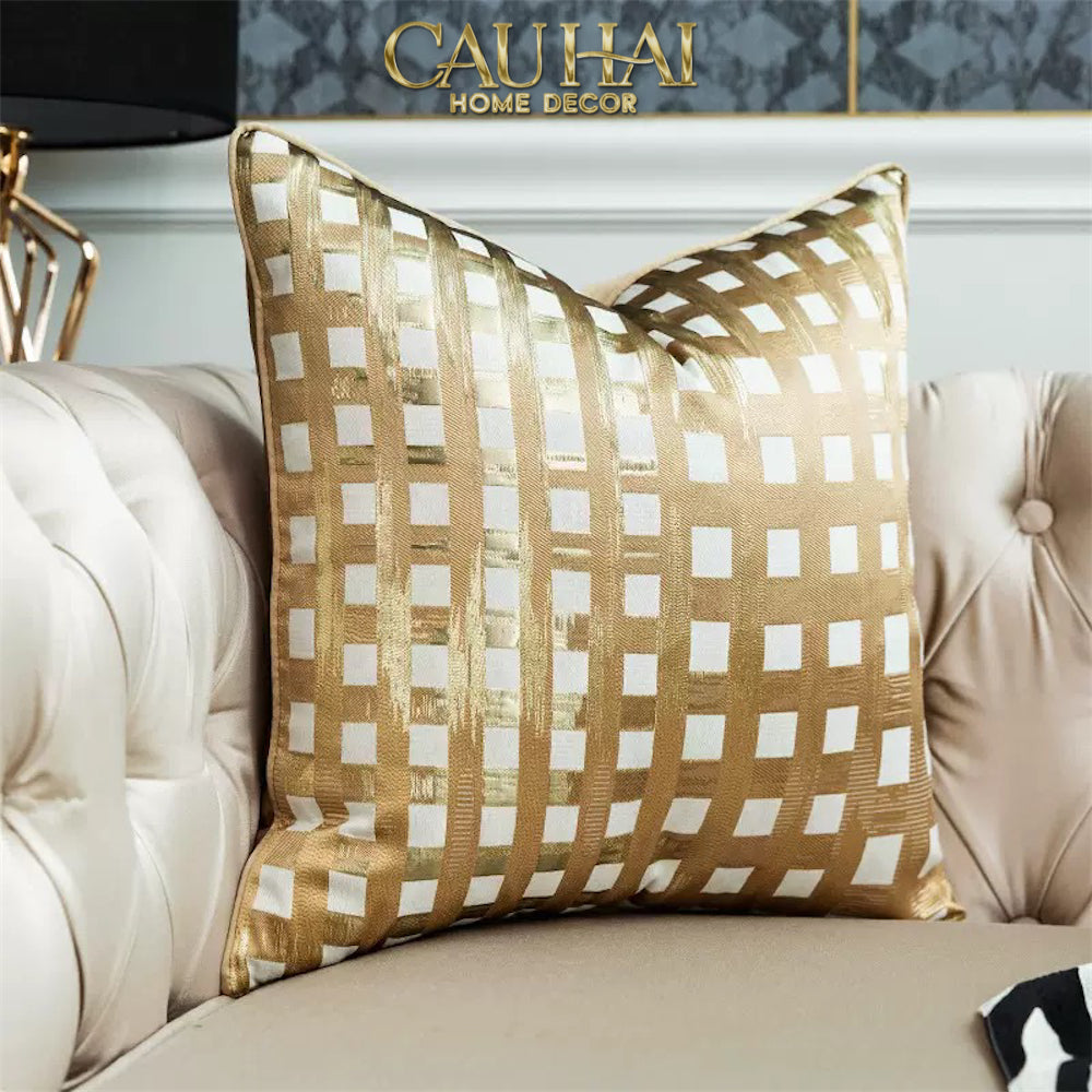 Vỏ Gối Lụa Jacquard Fence 50-VỎ GỐI-CẬU HAI HOME DECOR