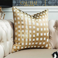 Vỏ Gối Lụa Jacquard Fence 50-VỎ GỐI-CẬU HAI HOME DECOR