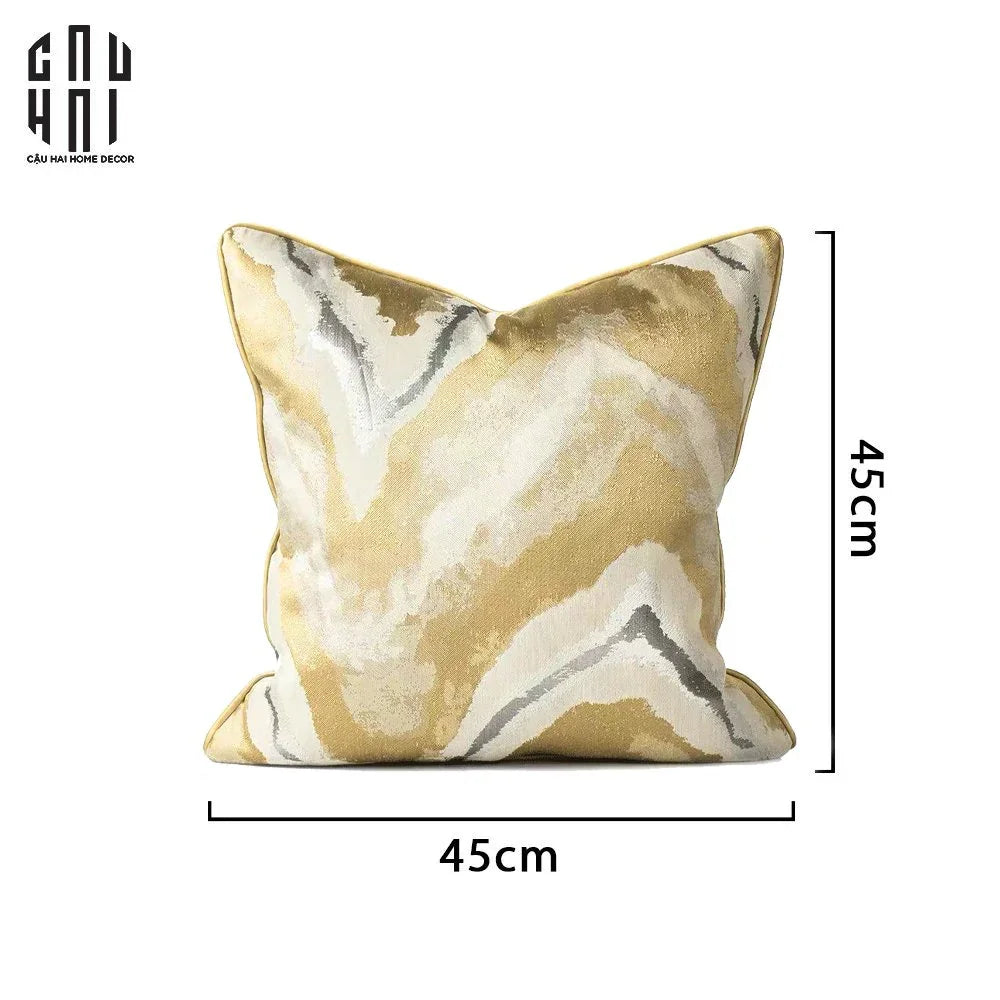 Vỏ Gối Lụa Jacquard Gold Fountain 45.-VỎ GỐI-CẬU HAI HOME DECOR
