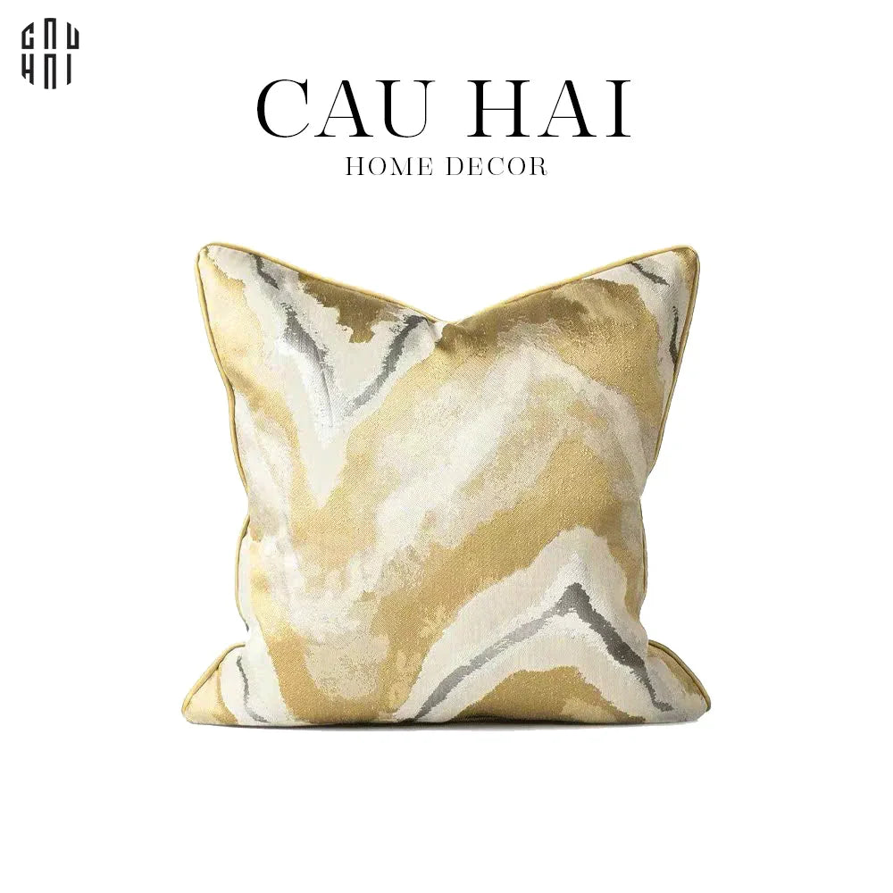 Vỏ Gối Lụa Jacquard Gold Fountain 45.-VỎ GỐI-CẬU HAI HOME DECOR