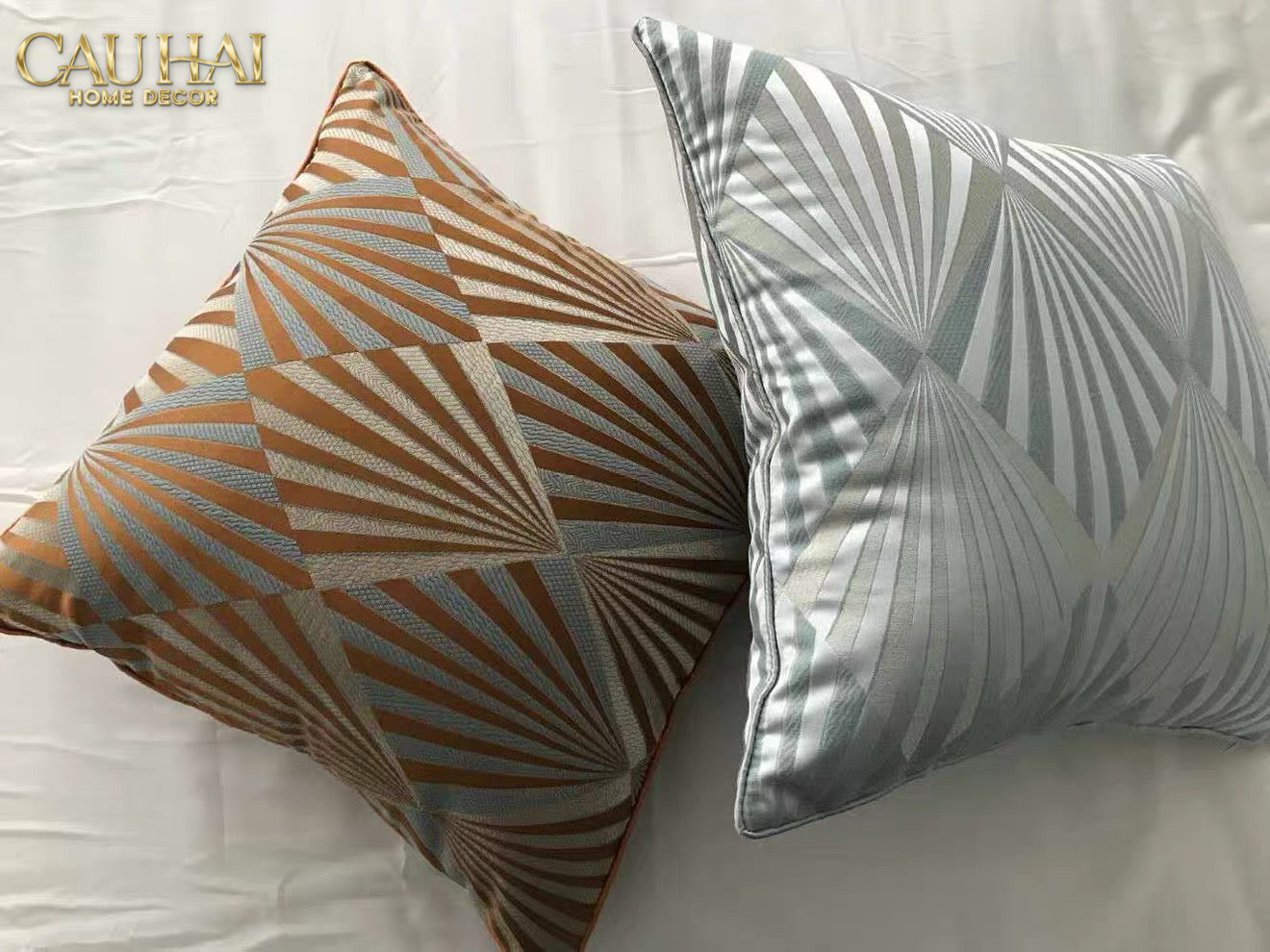 Vỏ Gối Lụa Jacquard Sterling Sunburst 45-VỎ GỐI-CẬU HAI HOME DECOR