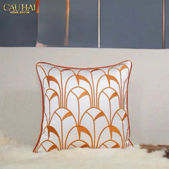 Vỏ Gối Lụa Satin Art Deco Éventail Terra 45-VỎ GỐI-CẬU HAI HOME DECOR