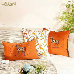 Vỏ Gối Lụa Satin Art Deco Éventail Terra 45-VỎ GỐI-CẬU HAI HOME DECOR