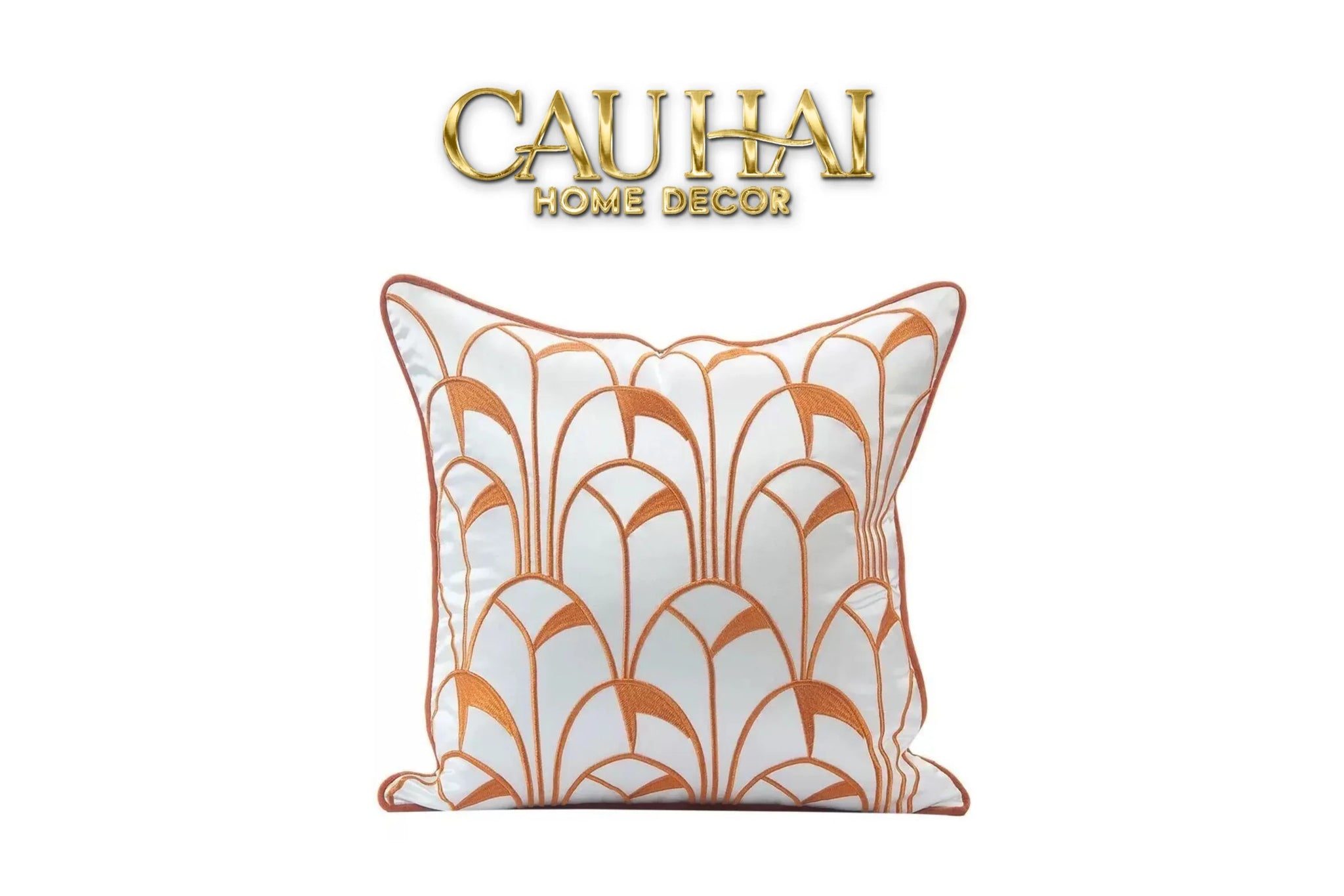 Vỏ Gối Lụa Satin Art Deco Éventail Terra 45-VỎ GỐI-CẬU HAI HOME DECOR