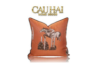 Vỏ Gối Lụa Satin Équestre Burnt-O 45-VỎ GỐI-CẬU HAI HOME DECOR