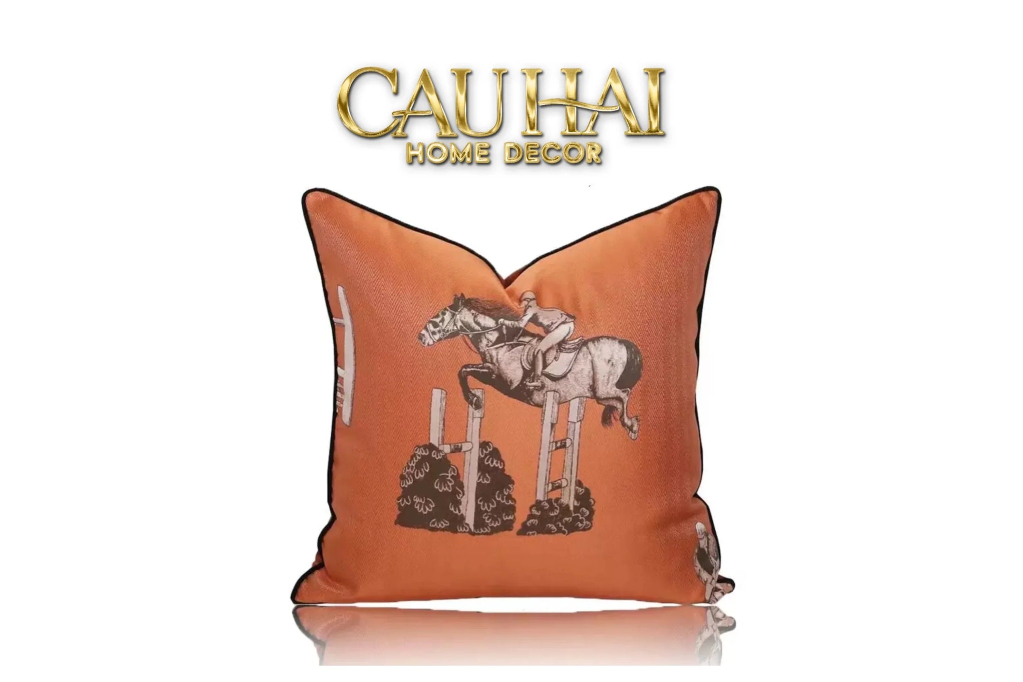Vỏ Gối Lụa Satin Équestre Burnt-O 45-CẬU HAI HOME DECOR