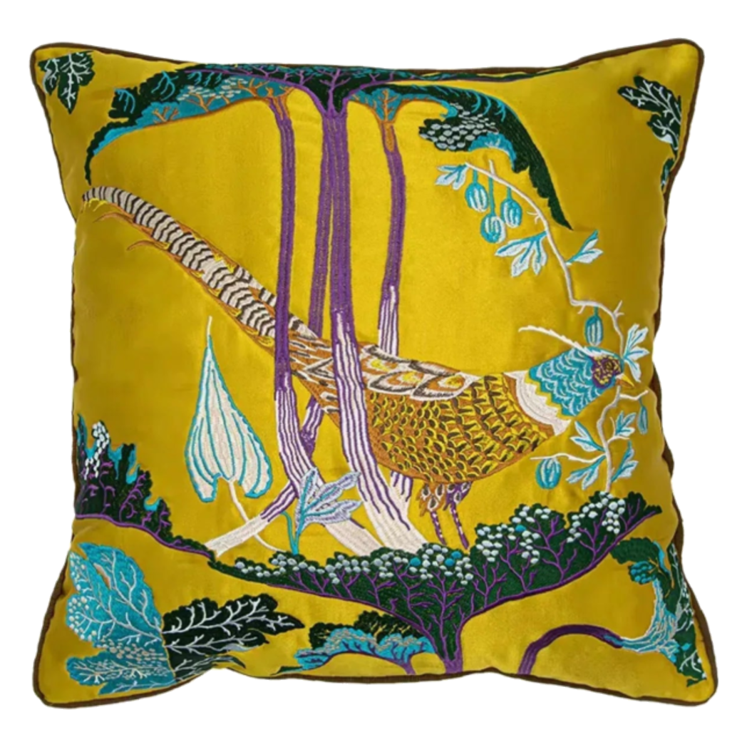 Vỏ Gối Lụa Thêu 3D Hoàng Điểu Tứ Quý - Minh Hoàng 45-VỎ GỐI-CẬU HAI HOME DECOR-CẬU HAI HOME DECOR