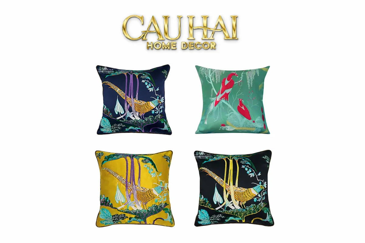Vỏ Gối Lụa Thêu 3D Hoàng Điểu Tứ Quý - Ô Ảnh 45-VỎ GỐI-CẬU HAI HOME DECOR-CẬU HAI HOME DECOR