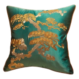 Vỏ Gối Lụa Thêu Chỉ Vàng Lục Tùng Bách - Cậu Hai Home Decor