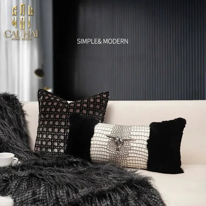 Vỏ Gối Nhung Argent Velvet Cannage Enigma 45-VỎ GỐI-Đối tác tại Trung Quốc theo từng đơn đặt hàng-CẬU HAI HOME DECOR