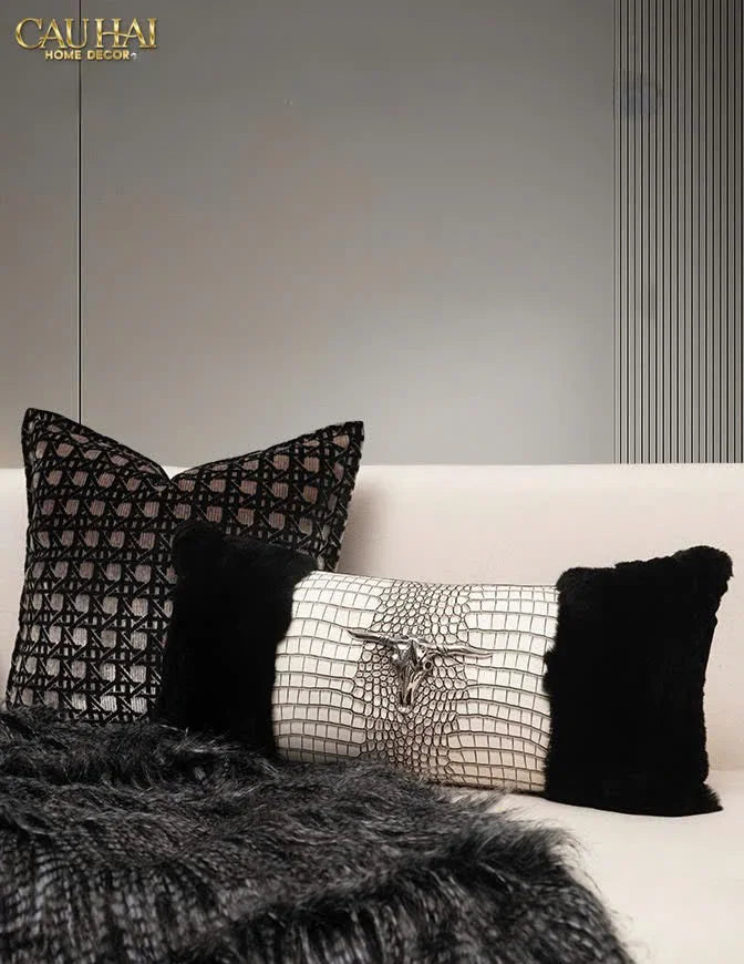 Vỏ Gối Nhung Argent Velvet Cannage Enigma 45-CẬU HAI HOME DECOR