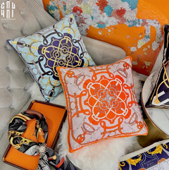 Vỏ Gối Nhung Cao Cấp Eperon D'Or 45. - Orange-VỎ GỐI-CẬU HAI HOME DECOR