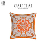 Vỏ Gối Nhung Cao Cấp Eperon D'Or 45. - Orange-VỎ GỐI-CẬU HAI HOME DECOR