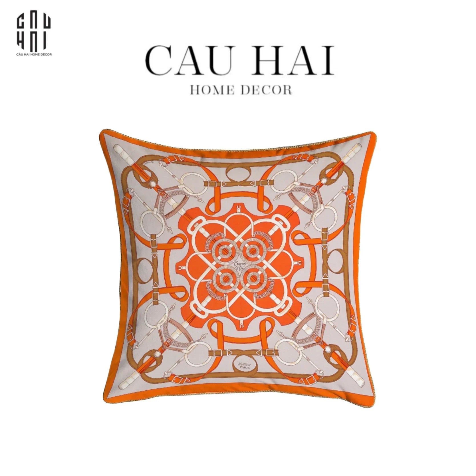 Vỏ Gối Nhung Cao Cấp Eperon D'Or 45. - Orange-VỎ GỐI-CẬU HAI HOME DECOR