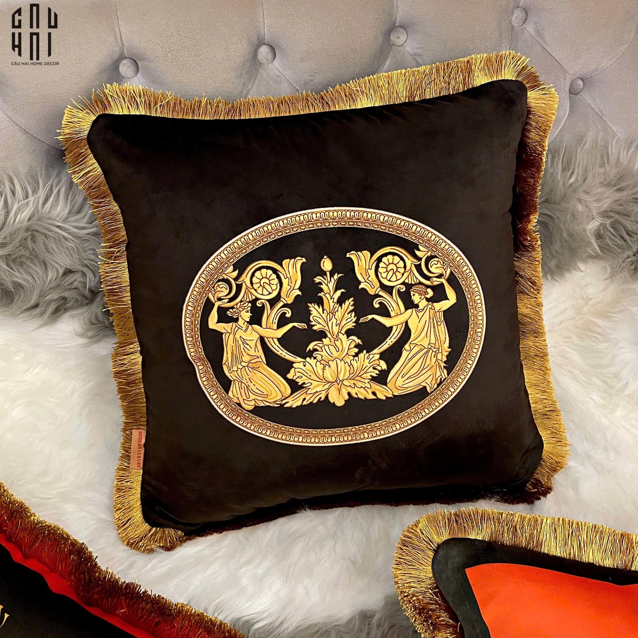 Vỏ Gối Nhung Cao Cấp Haute Noir 45.-VỎ GỐI-CẬU HAI HOME DECOR