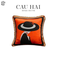 Vỏ Gối Nhung Cao Cấp Orange Laurel 45.-VỎ GỐI-CẬU HAI HOME DECOR