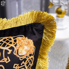 Vỏ Gối Nhung Chenille V Class Medusa Imperial Noir Gold Barocco Scrollwork 45-VỎ GỐI-CẬU HAI HOME DECOR