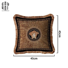 Vỏ Gối Nhung Chenille V Class. Medusa Amplified Logo 45. - Có Viền-VỎ GỐI-CẬU HAI HOME DECOR