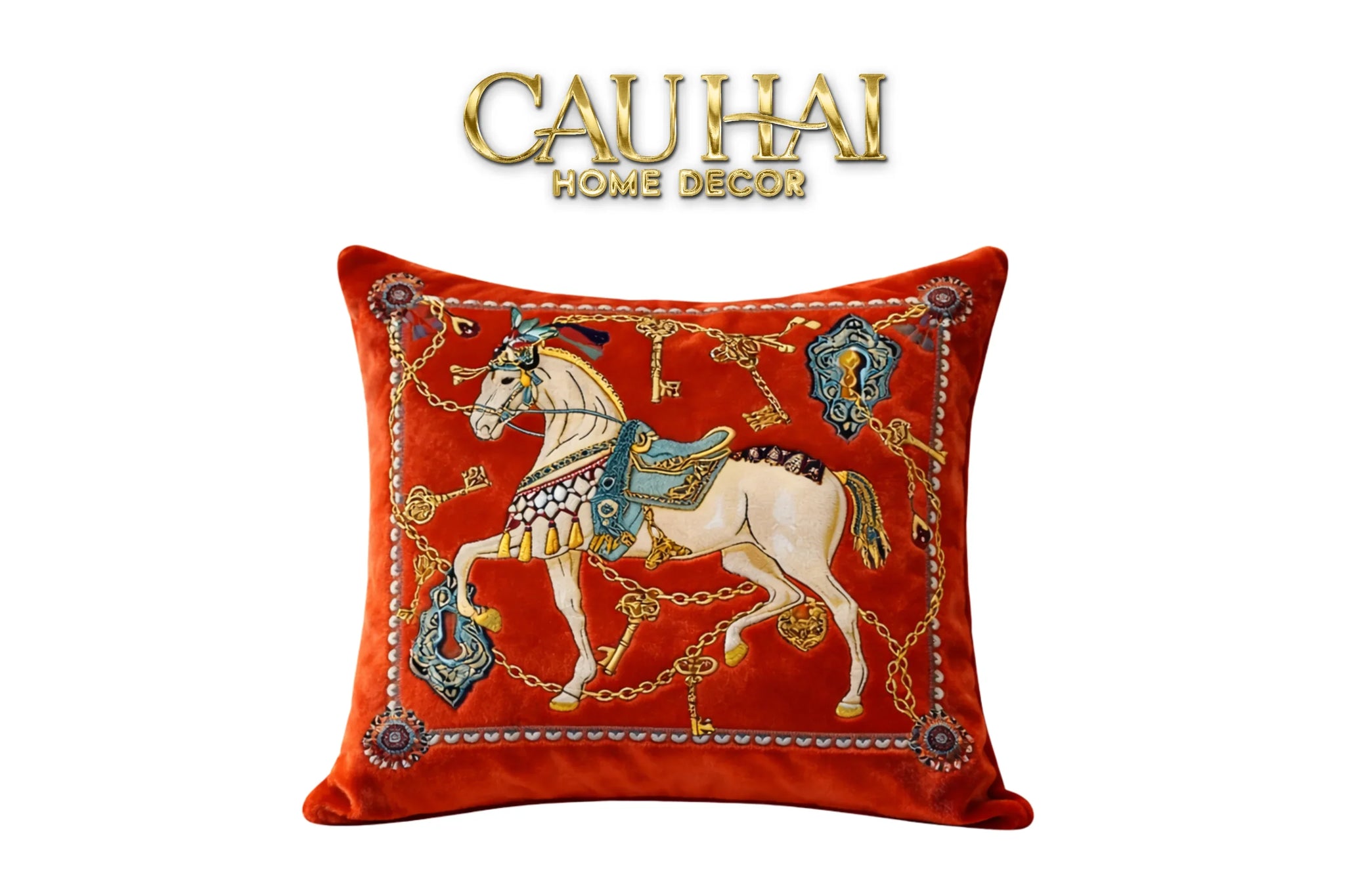 Vỏ Gối Nhung Cheval de Fête d’Or de Dorées 45-VỎ GỐI-CẬU HAI HOME DECOR