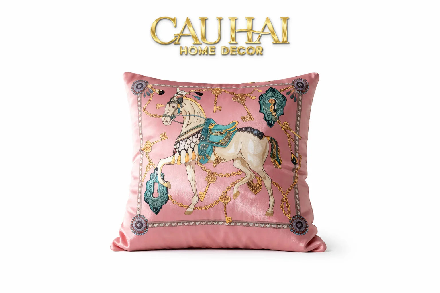 Vỏ Gối Nhung Cheval de Fête d’Or de Dorées 45-CẬU HAI HOME DECOR