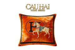 Vỏ Gối Nhung Cheval de Fetes Voyages Signature H 45-VỎ GỐI-CẬU HAI HOME DECOR